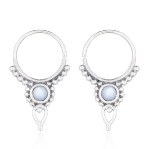 A pair of septum hoop earrings ethnic boho mother of pearl 925 silver