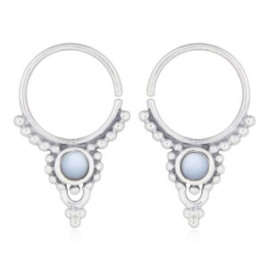 A pair of 925 silver boho ethnic septum hoop mother of pearl earrings