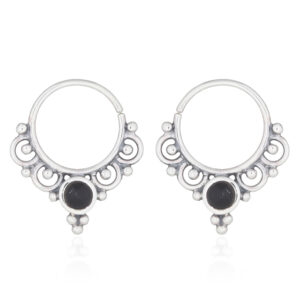 A pair of septum hoop earrings ornamented black stone 925 silver