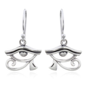 A pair of eye of horus sterling silver dangle earrings