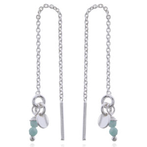 A pair of amazonite bead pair with tag silver threader earrings