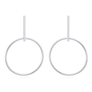 A pair of bar and circle drop 925 silver stud earrings