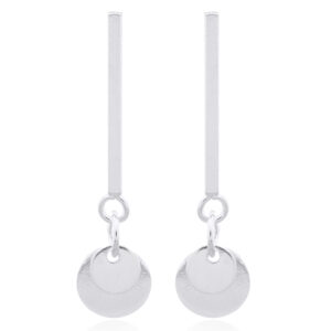 A pair of long thin bar disc charms 9825 silver stud earrings
