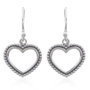 A pair of ornate vintage heart dangle earrings 925 silver
