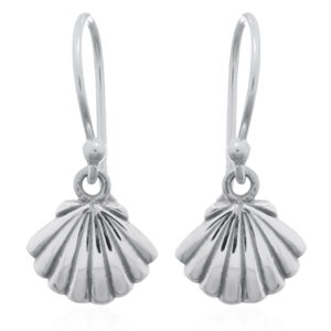 A pair of scallop shell sterling silver dangle earrings