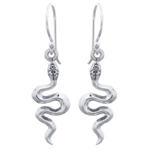 A pair of serpent sterling silver dangle earrings