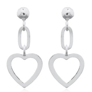 A pair of heart dangle stud earrings sterling silver