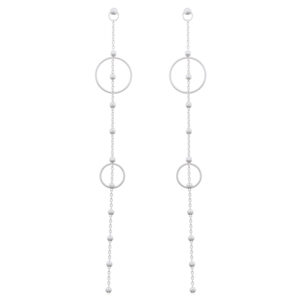 A pair of long bead chain and hoop rings 925 silver stud earrings