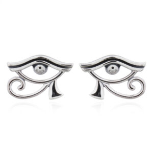A pair of eye of horus sterling silver stud earrings