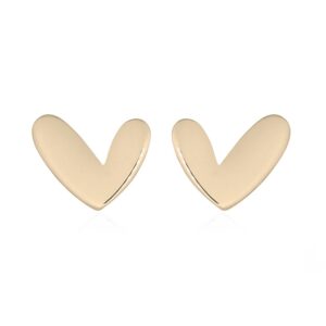 A pair of 925 sterling silver modern heart gold plated stud earrings