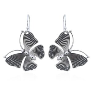 A pair of exquisite butterfly sterling dangle earrings