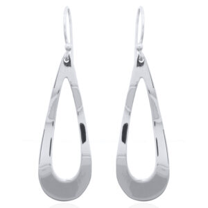 A pair of high polish 925 silver twisted flat teardrop dangle earrings