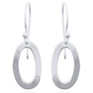 A pair of high polish 925 silver small twisted flat oval dangle earrings