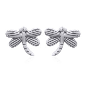 A pair of tiny dragonfly sterling silver stud earrings