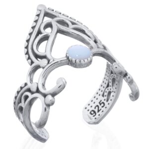 A chevron crown mother of pearl 925 silver toe ring