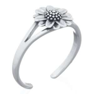 A sunflower double petal row 925 silver toe ring