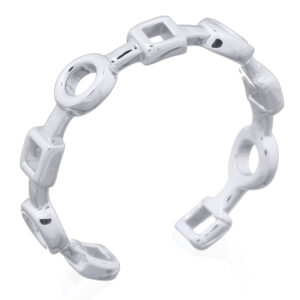 A 925 sterling silver circle and square linked toe ring
