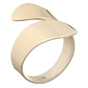 A wide adjustable tapering band sterling silver gold plated spiral ring