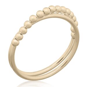 A double beaded intertwined yellow gold plated stack ring