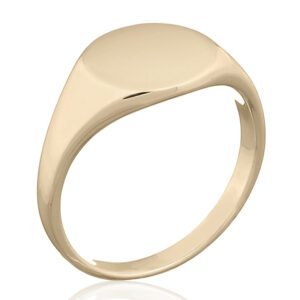 A round gold plated sterling silver signet ring