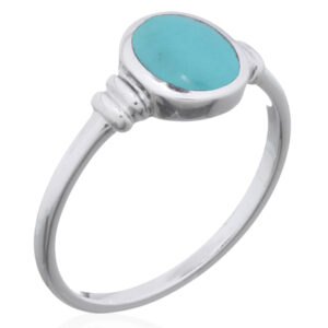 A turquoise synthetic stone oval 925 silver ring