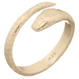 A cobra snake curly sterling silver gold plated opened ring