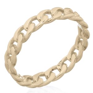 A 925 silver flat curb chain linked yellow gold plated ring