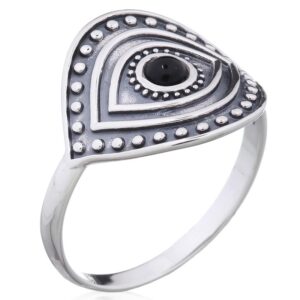 A protective black evil eye 925 sterling silver ring