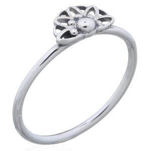 A open half flower sterling silver ring