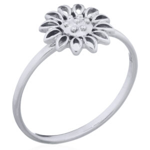 A open sunflower sterling silver ring