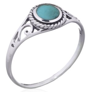 A sterling silver ethnic green stone statement ring