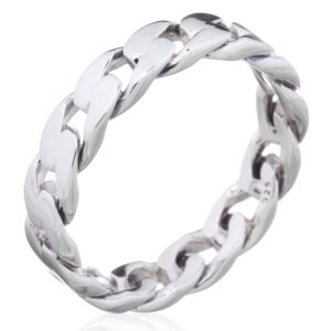 A large chunky chain sterling silver band ring