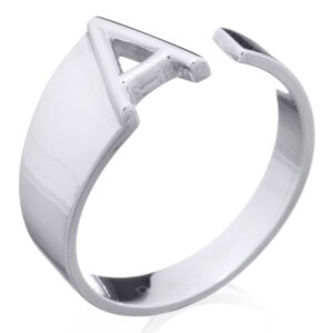 A sterling silver initial letter "a" ring