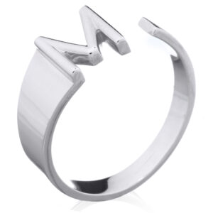 A sterling silver initial letter "m" ring