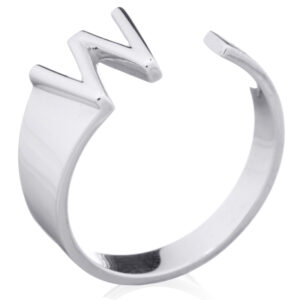 A sterling silver initial letter "w" ring