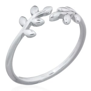 A olive leaf adjustable 925 sterling silver ring