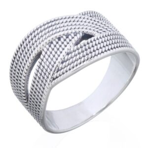 A wide braid sterling silver ring