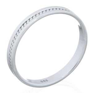 A flat square pattern sterling silver stack ring