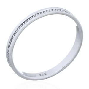 A flat square pattern large sterling silver stack ring