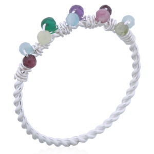 A colorful mixed stones sterling silver ring