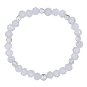 A rainbow moonstone 925 silver beaded elastic ring