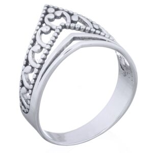A 925 sterling silver chevron crown tiara ring