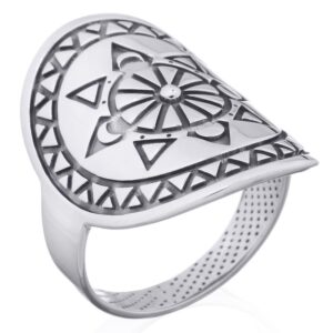 A sterling silver moon phase chart ring