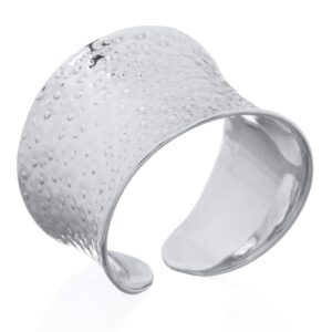 A hill tribe dot hammered sterling silver open ring