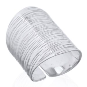A hippie wide engraved lines sterling silver ring