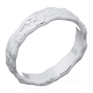 A hammered textured sterling silver ring