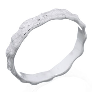 A hammered textured large sterling silver ring