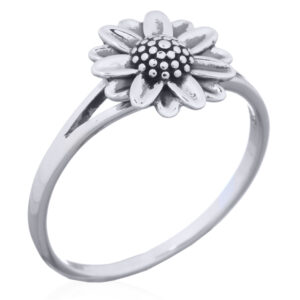 A sunflower double petal row 925 sterling silver ring