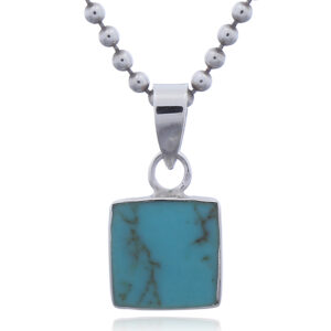 A synthetic mini square turquoise pendant