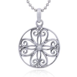 A fiber floral art silver plain pendant